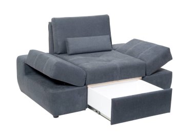 Large gray armchair on white background, isolated