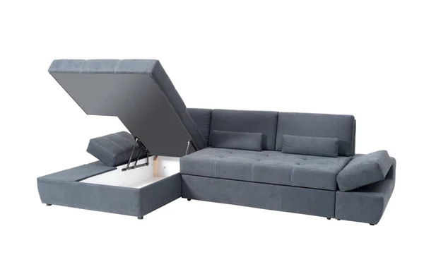 Large Gray Sofa White Background Isolated —  Fotos de Stock