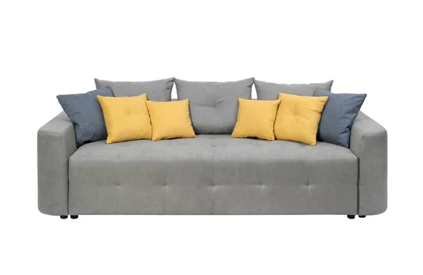 Graues Sofa Auf Weißem Hintergrund Isoliert — Stockfoto