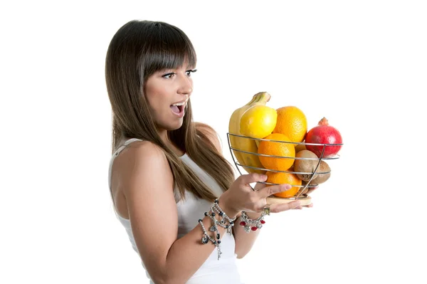 Sexy dívka s ovocem — Stock fotografie