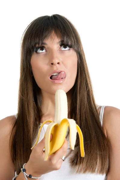 바나나와 함께 섹시 한 여자 — 스톡 사진