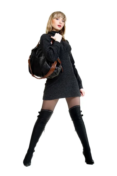 Jackboots에서 아름 다운 성적 소녀 — 스톡 사진