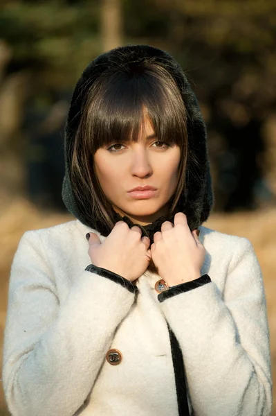 Ragazza posa nel parco autunnale — Foto Stock