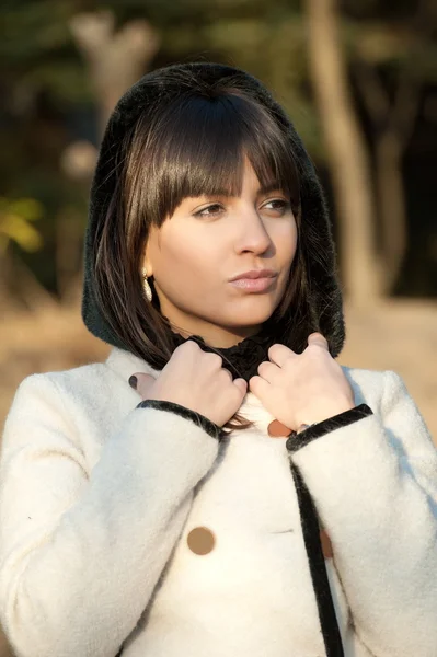 Ragazza posa nel parco autunnale — Foto Stock