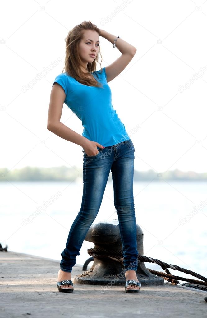 Girl posing on berth