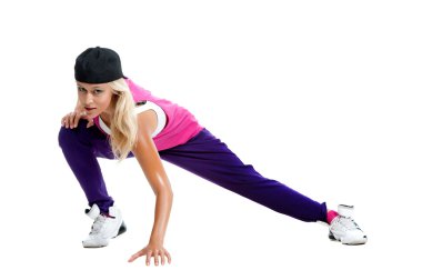 sarışın dansçı kız germe