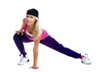 sarışın dansçı kız germe