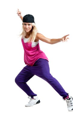 Sportif elbiseleri sarışın dansçı kız