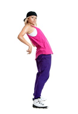 Sportif elbiseleri sarışın dansçı kız