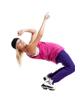 Sportif elbiseleri sarışın dansçı kız