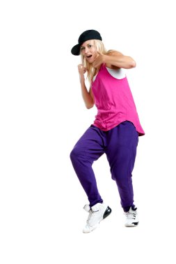 Sportif elbiseleri sarışın dansçı kız