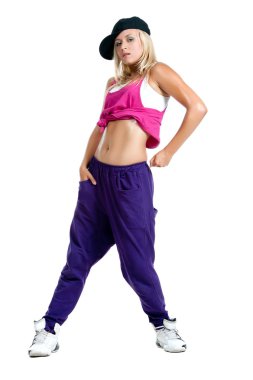 Sportif elbiseleri sarışın dansçı kız