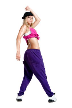 Sportif elbiseleri sarışın dansçı kız