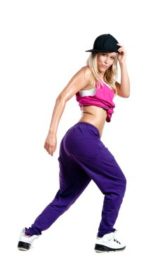 Sportif elbiseleri sarışın dansçı kız