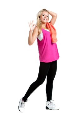 havlu ile sportif giysili kadın