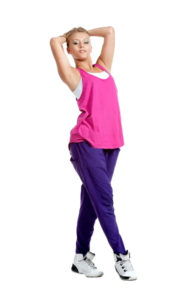 Chica rubia en ropa deportiva — Foto de Stock
