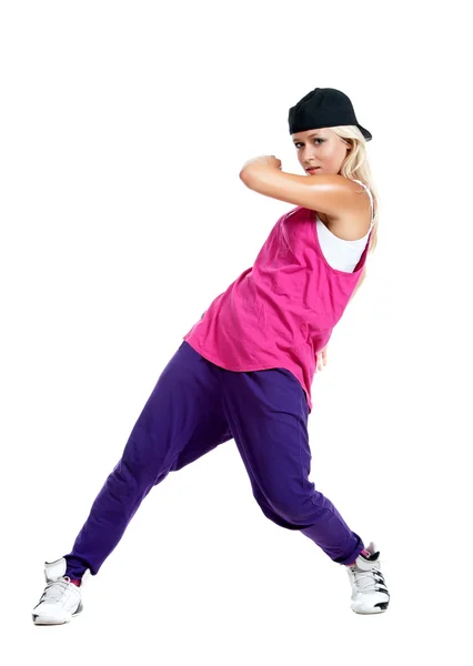 Szőke táncos lány, sportos ruhák — Stock Fotó