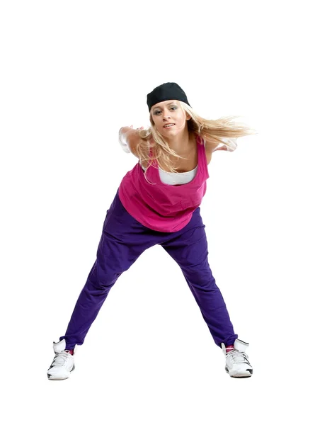 Blonde dancer girl in sporty clothes — Stock Photo, Image