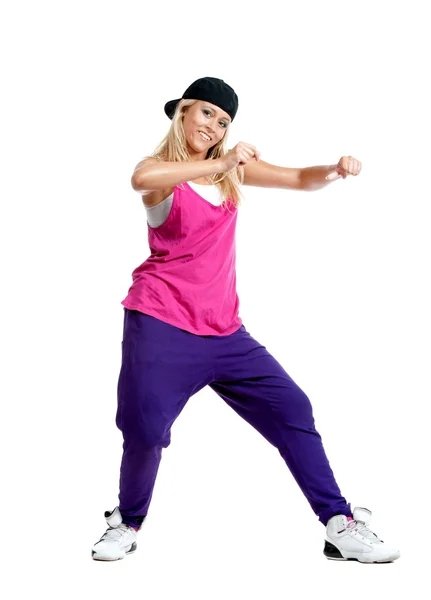 Blonde dancer girl in sporty clothes — Stock Photo, Image