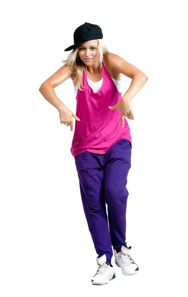 Blonde dancer girl in sporty clothes — Stock Photo, Image