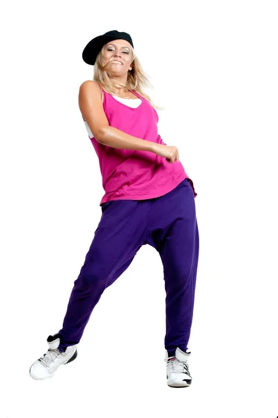 Blonda dansare flicka i sportiga kläder — Stockfoto