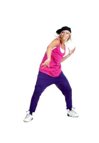 Blonda dansare flicka i sportiga kläder — Stockfoto