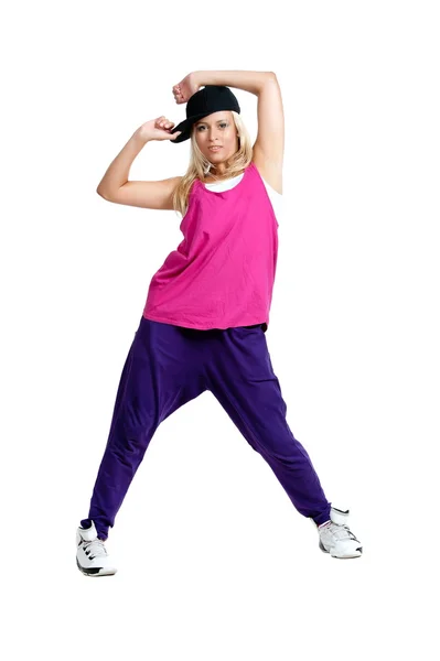 Blonde dancer girl in sporty clothes — Stock Photo, Image
