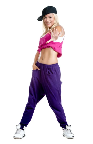 Blonde dancer girl in sporty clothes — Stock Photo, Image