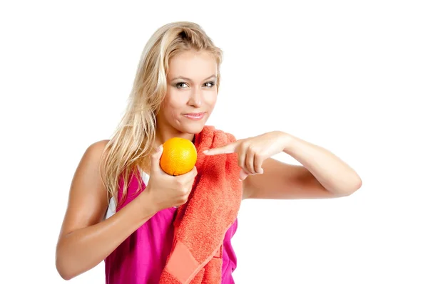 Nő a sportos ruházat, narancs — Stock Fotó