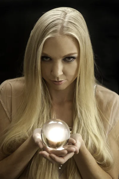 Fortune teller with crystal ball — Stock Photo, Image