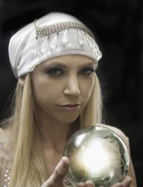 Fortune teller with crystal ball — Stock Photo, Image