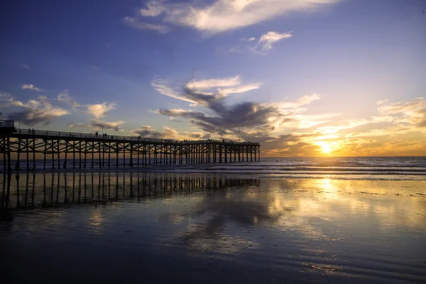Sunset at pacific beach pier — Stock Photo, Image