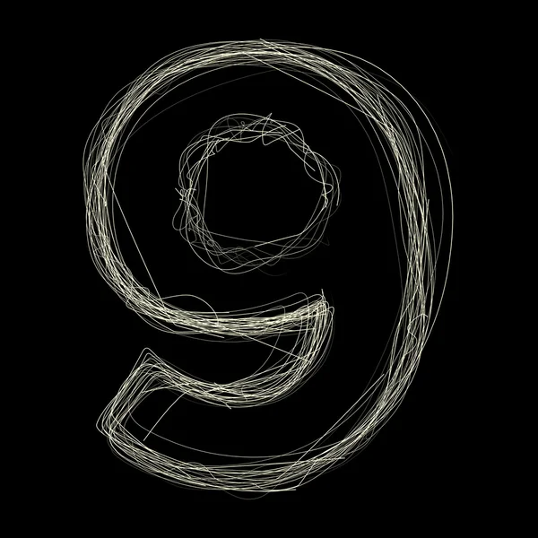 Numer 9 z light.3d ilustracji — Zdjęcie stockowe