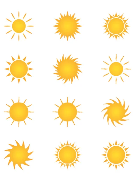 Zestaw ikon słońc — Wektor stockowy