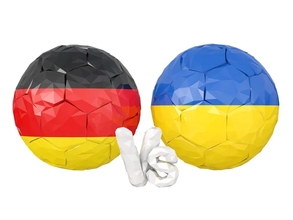 Німеччина / Україна низький poly футбольного матчу — стокове фото