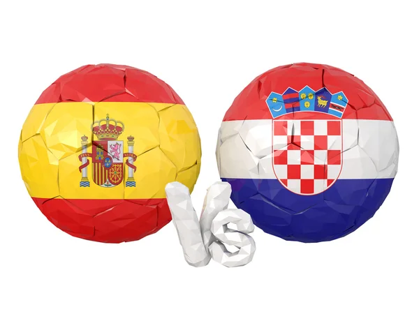 Іспанія / Хорватія низький poly футбольного матчу — стокове фото