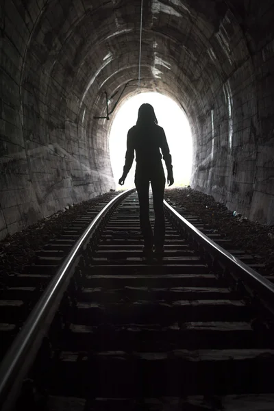 Person At End of Tunnel — Stock Photo, Image