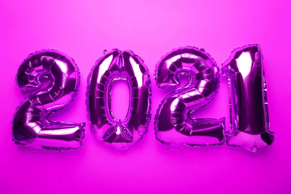 2021 Koncept Nytt Från Lila Rosa Folie Ballong Lager Foto — Stockfoto