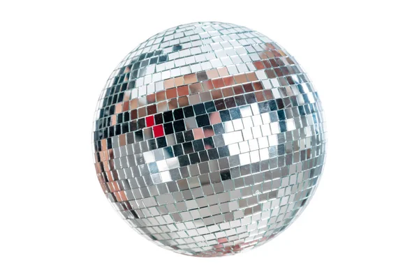 Shining Disco Ball Equipamento Evento Música Isolado Fundo Branco — Fotografia de Stock