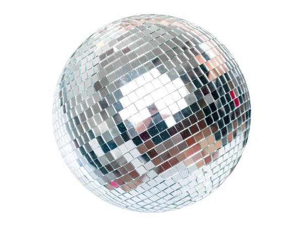 Shining Disco Ball Dans Musik Händelse Utrustning Vit Bakgrund — Stockfoto