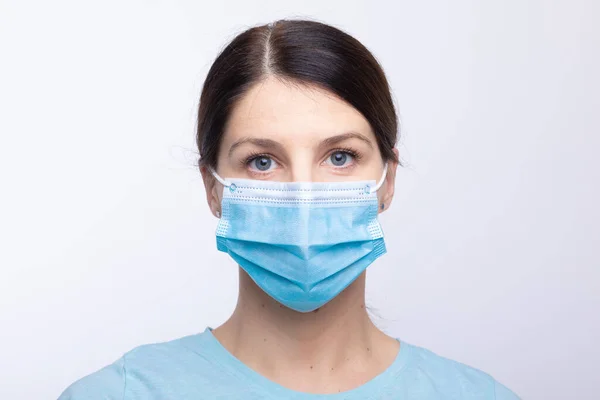 Infermiera Preoccupato Medico Scienziato Ritratto Dietro Maschera Facciale Maschera Protettiva — Foto Stock