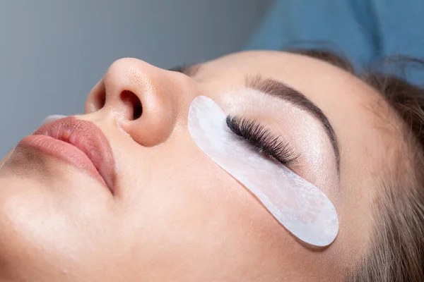 Perawatan Ekstensi Eyelash Lashes Mata Dengan Panjang Eyelashes Dan Bawah — Stok Foto
