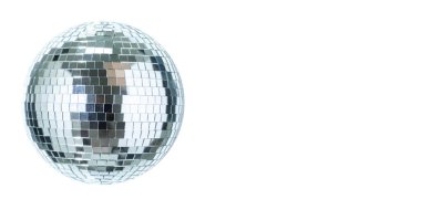 Parlayan Disko Topu dans müzik etkinliği ekipmanları beyaz arka planda izole