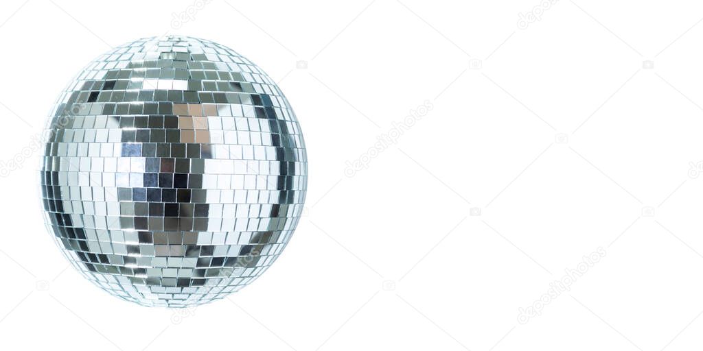 Shining Disco Ball dance music event equipment isolated on white background