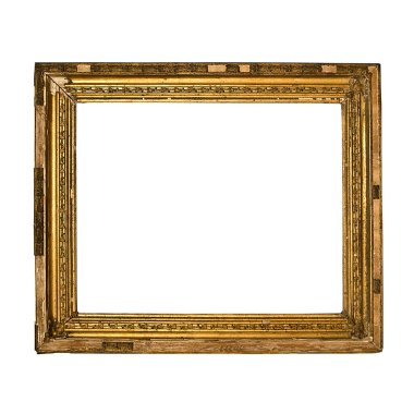 Beyaz arkaplanda eski altın resim çerçevesi