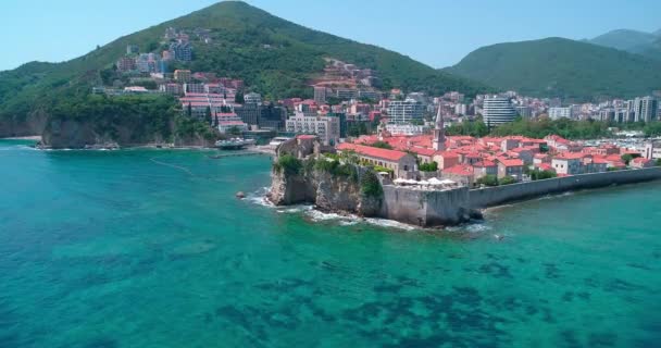 Budva Montenegro Beroemde Oude Binnenstad Aan Adriatische Zee — Stockvideo