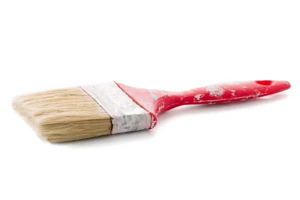 Red used paint brush — Stock Photo, Image