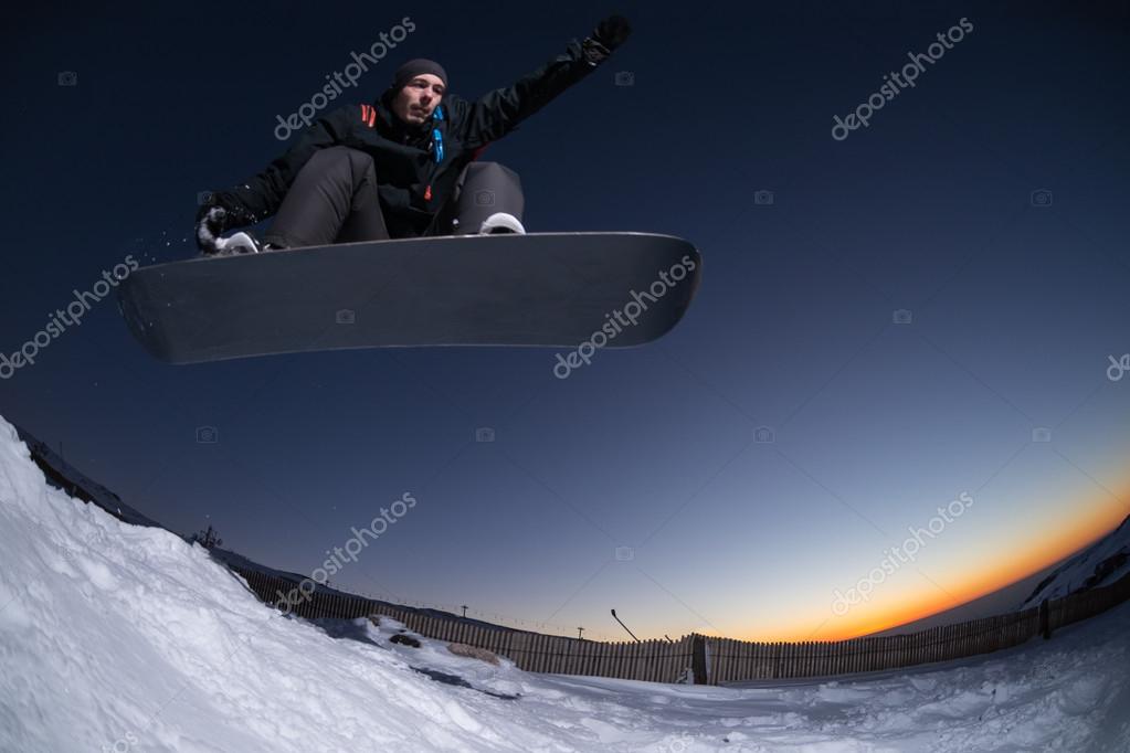 Snowboarding in the mountains — Stock Photo © homydesign 101418208