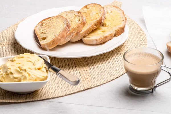 Breakfast table with toast — Stock Photo, Image