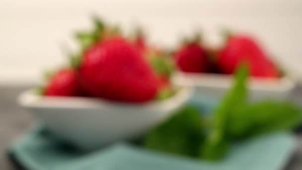 Appetizing strawberry in the bowl — Stock Video